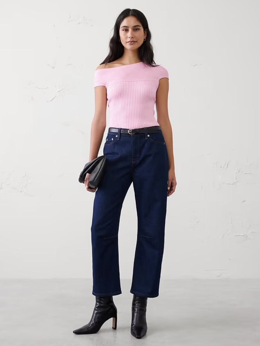 NWT BANANA REPUBLIC | $85 Asymmetrical Ribbed Sweater Blouse - Pink - Picture 2 of 6